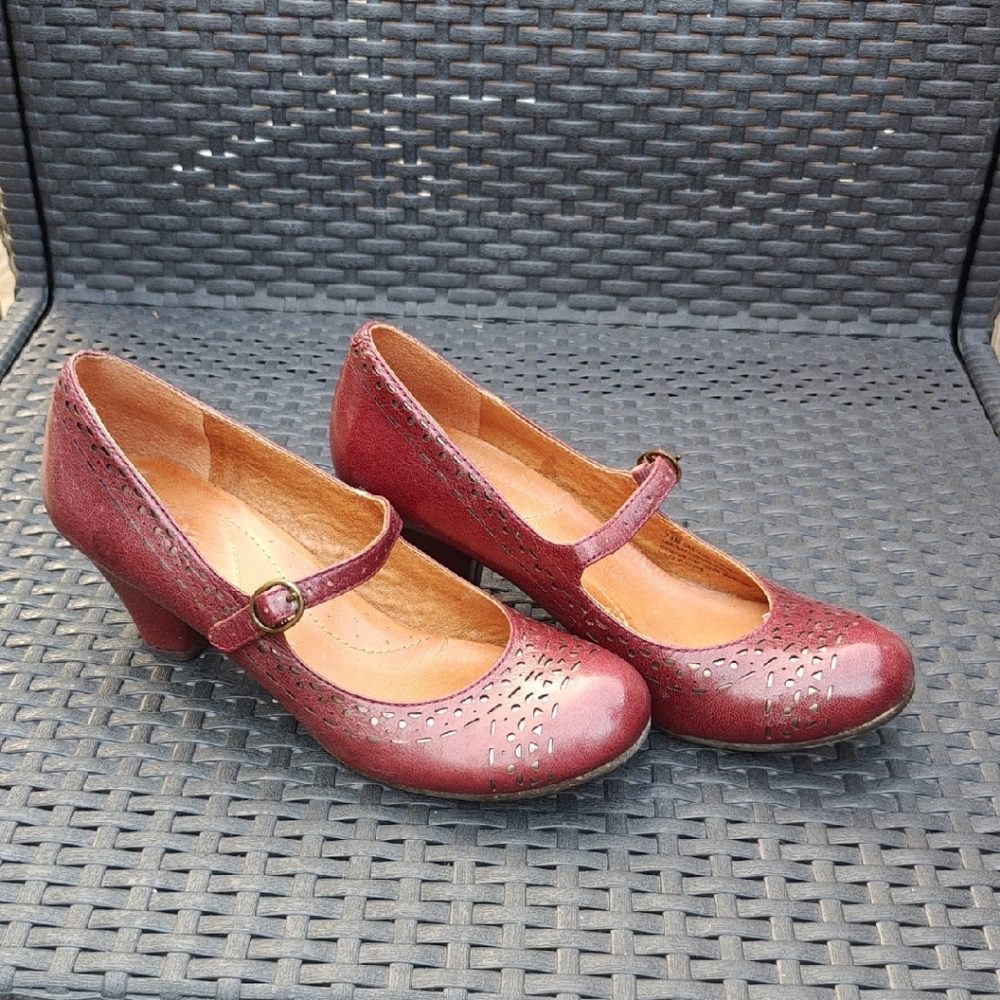 Naya Burgundy Mary Jane Heels